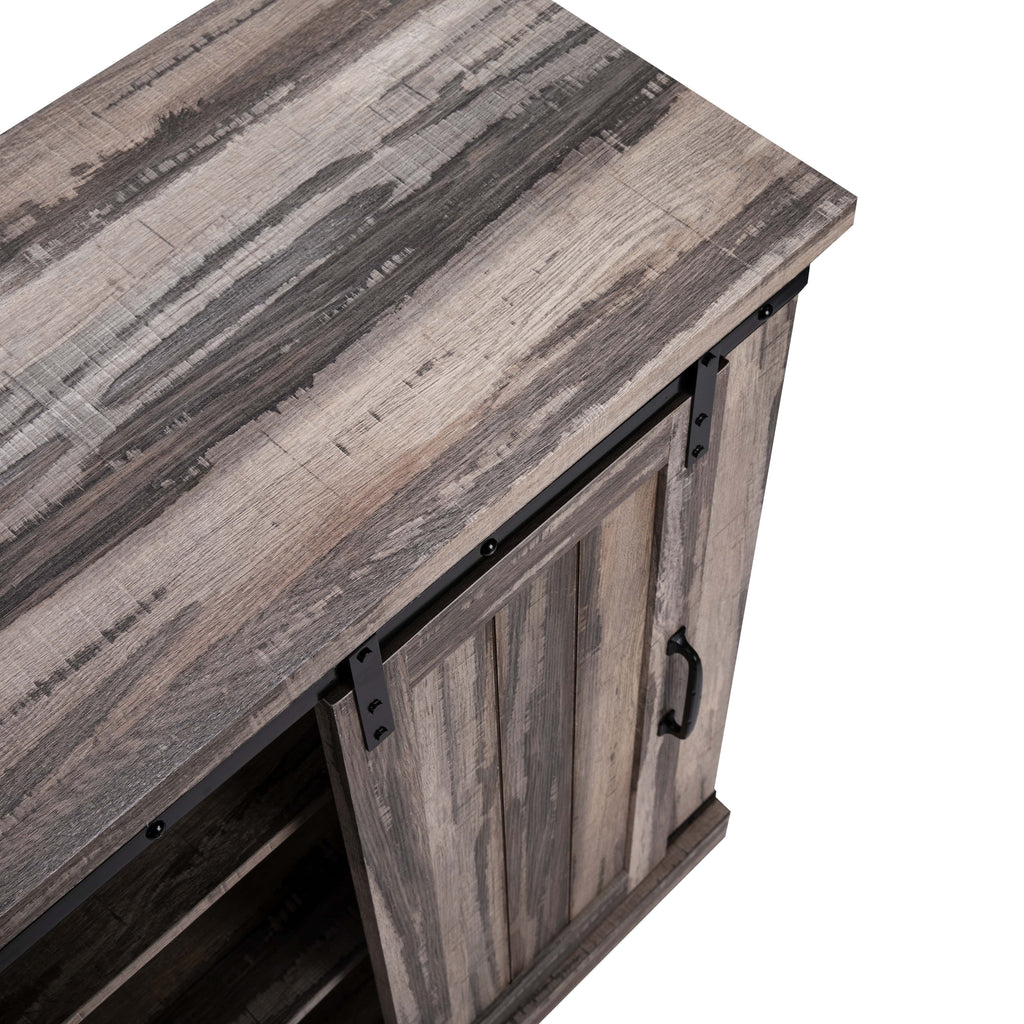 Aged Wood Sliding Barn Door Accent Cabinet J24522
