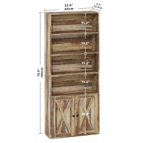 Industrial 6 Shelf Bookshelves with Doors G489136