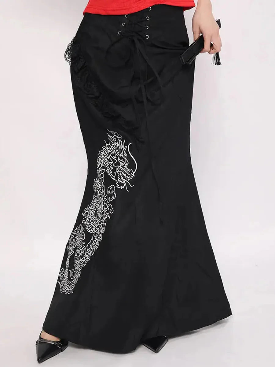 Dark Fish Tail Midi Skirts R450670