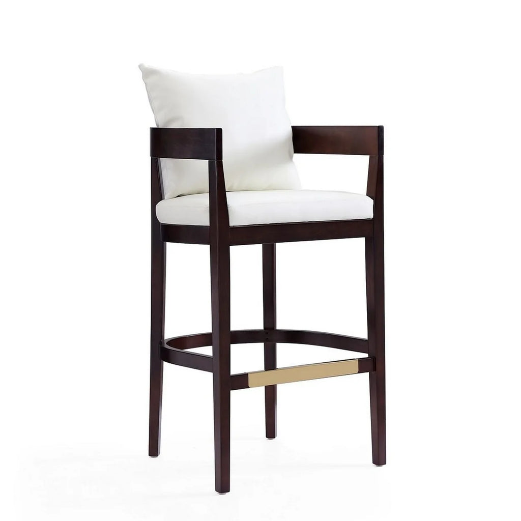 Ivory and Dark Walnut Beech Wood Barstool Z1863