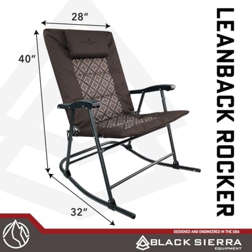 Black XL Oversize Padded Folding Rocking Camping Chair K76718