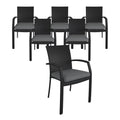 Black Wicker Stacking Dining Chairs 6-Pack R5879