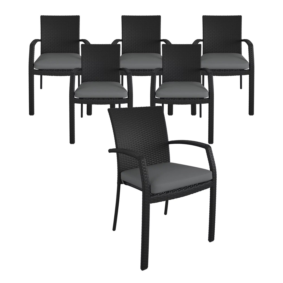 Black Wicker Stacking Dining Chairs 6-Pack R5879