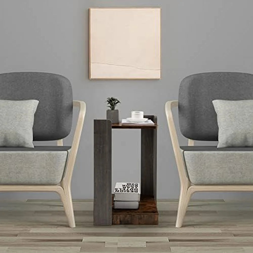 2-Tier Square Side Table with Open Storage Shelf W984456
