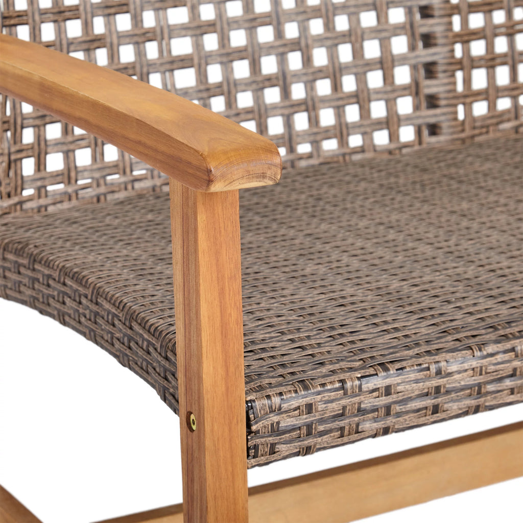 Wood and Wicker Club Chairs, Set of 2 B998267