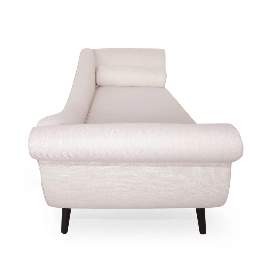 Beige Fabric Chaise Lounge With Bolster Pillow Y42084