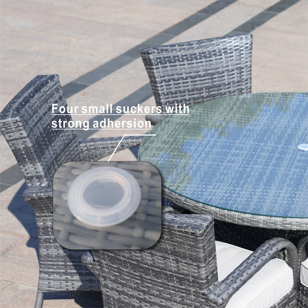 7 Piece Patio Dining Set with Rattan Chairs and Cushions, Grey B738297