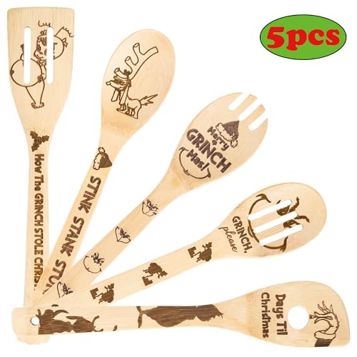 Bamboo Spoons 5 Christmas Themed Kitchen Utensils Set L835428