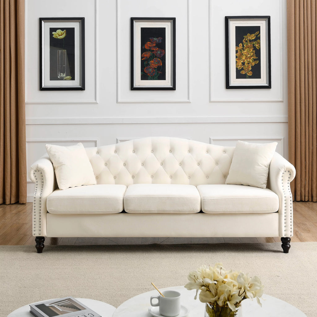 Velvet 3 Seater Button Tufted Sofa T510