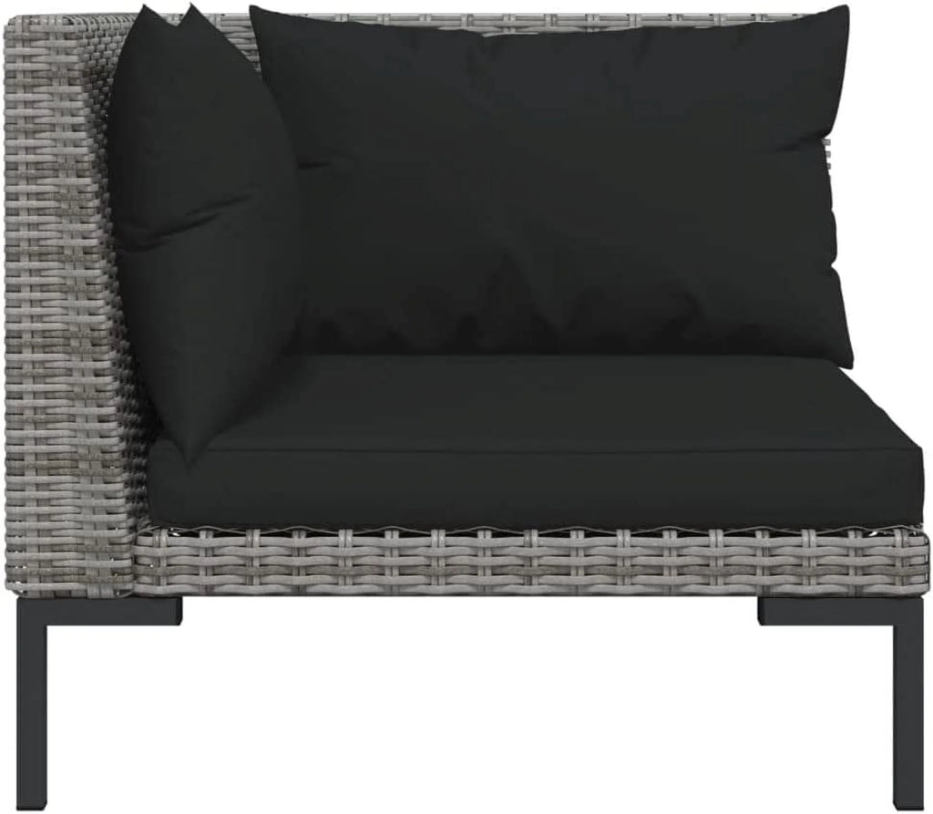 12 Piece Patio Lounge Set with Cushions Poly Rattan Dark Gray L455