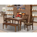 6 Pc Dining Set with Table, 4 Chairs and Bench, Mahogany Finish K223310