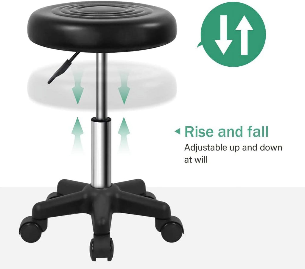 Round Swivel Stool with Wheels Black F912534