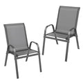 Grey Stackable Outdoor Dining Chairs Set of 4 B39185