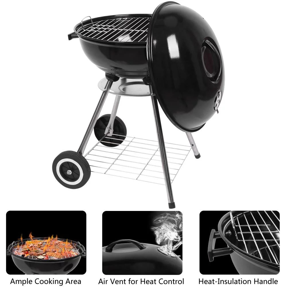 18" Portable Charcoal Grill with Wheels L724066