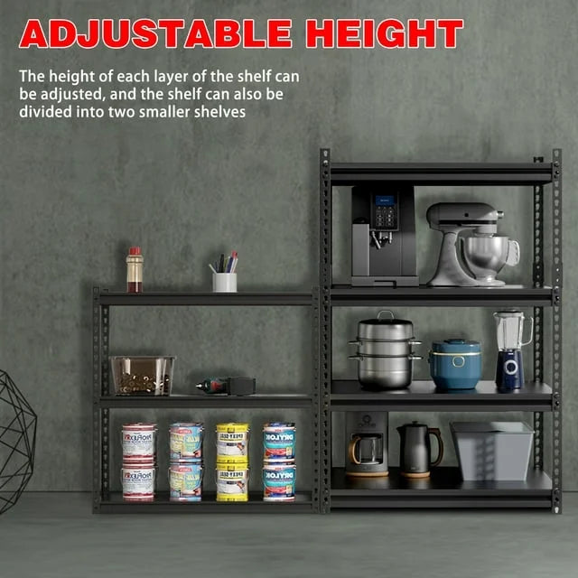 2 Packs 4 Tier Adjustable Metal Storage Shelves E97423