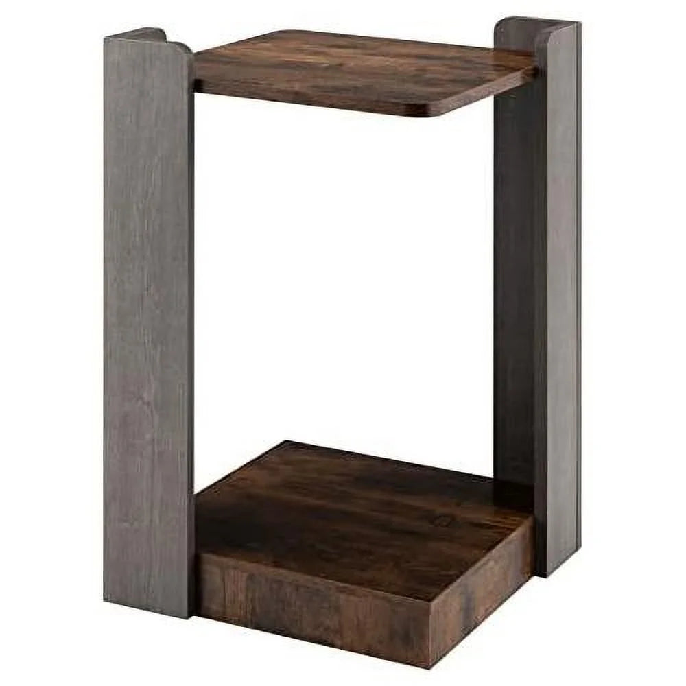 2-Tier Square Side Table with Open Storage Shelf W984456