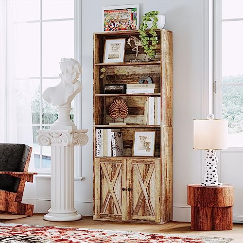 Industrial 6 Shelf Bookshelves with Doors G489136