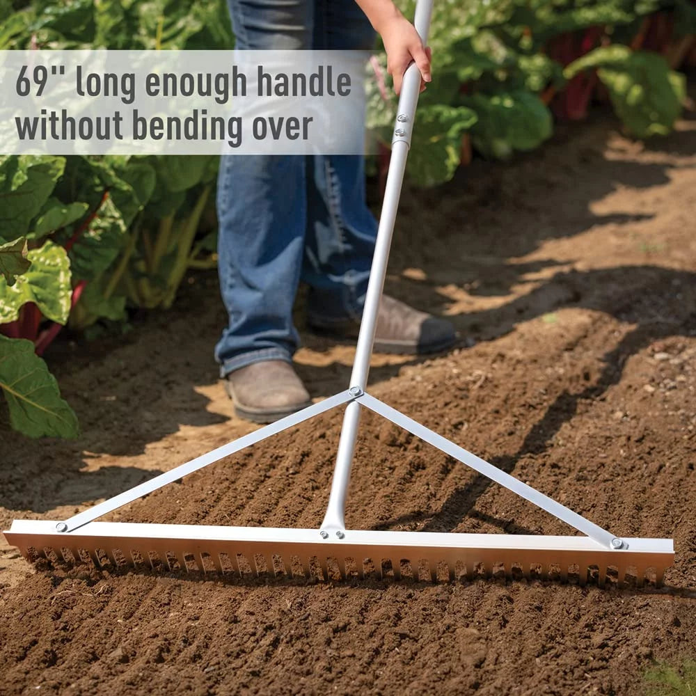 36'' Aluminum Landscape Rake with 69'' Handle N4975