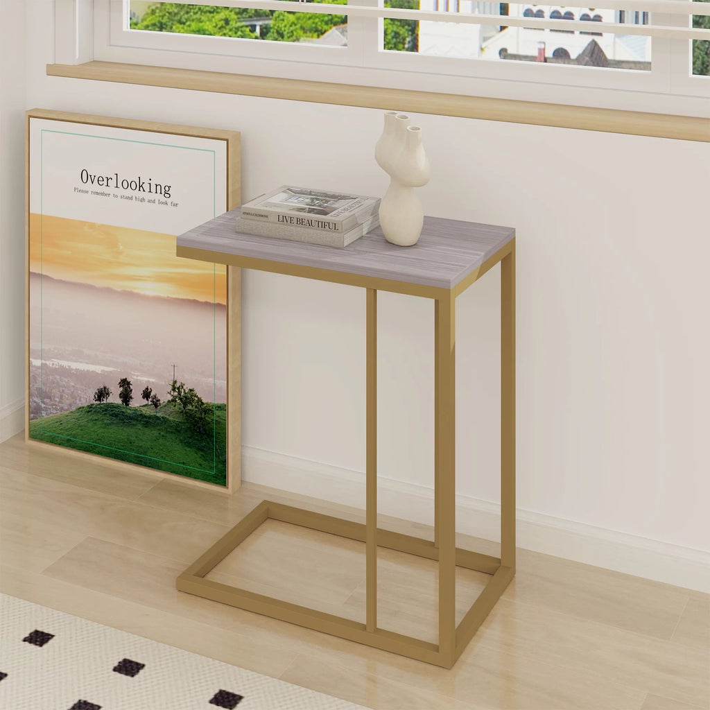 C Shaped Wood Side Table A600