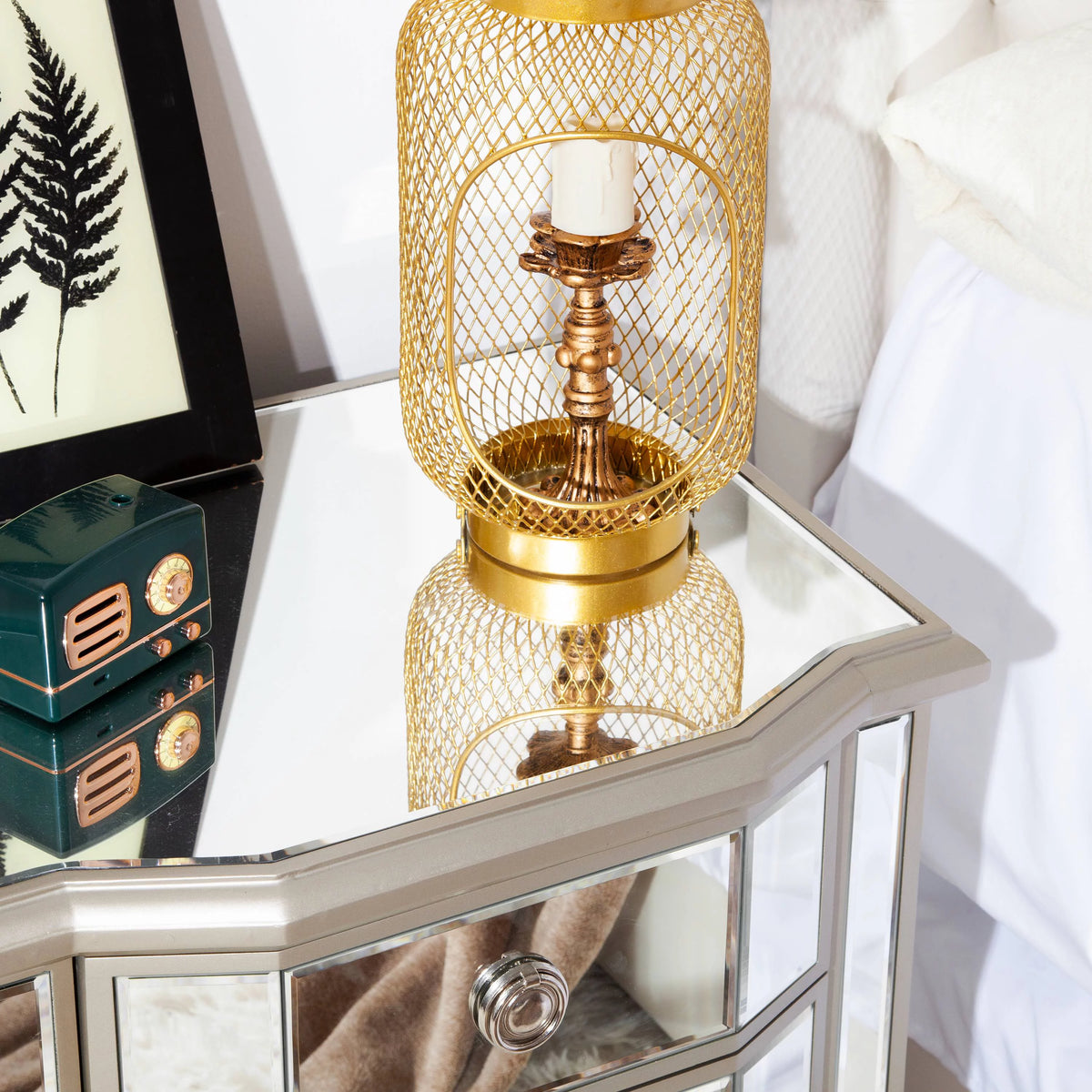 Glass 3 Drawers Vintage Nightstand M399153