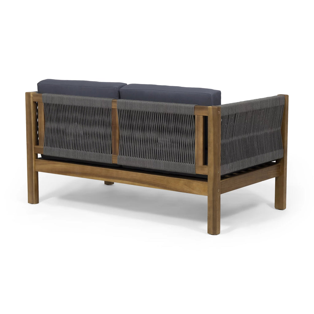 Teak and Gray Outdoor Loveseat Set P679536