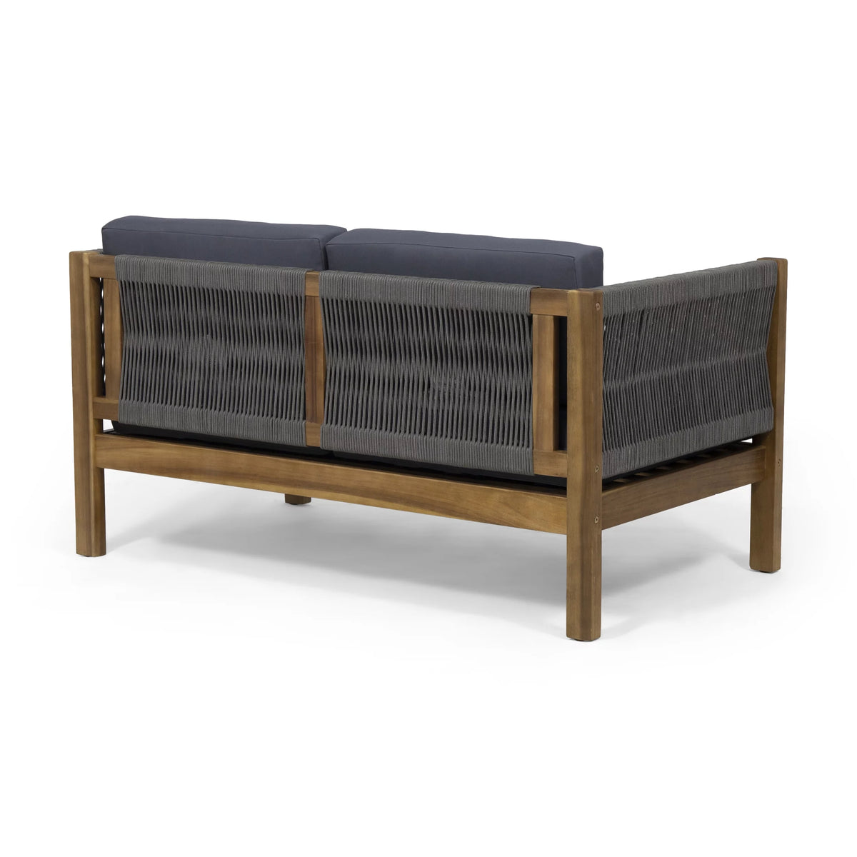 Teak and Gray Outdoor Loveseat Set P679536