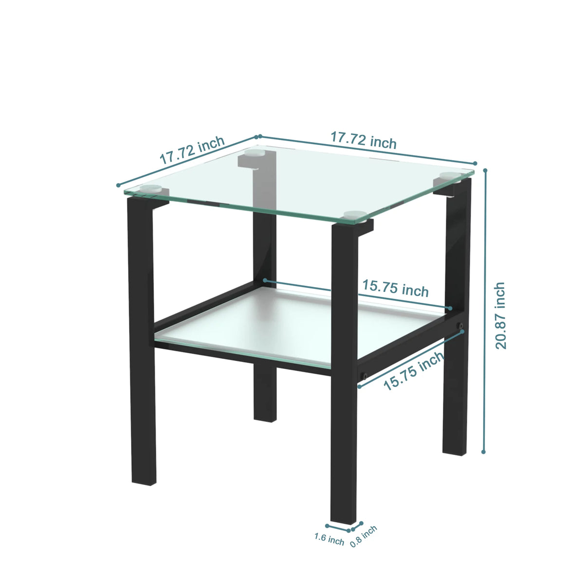 Set of 2 Tempered Glass Square Side Table Y6029