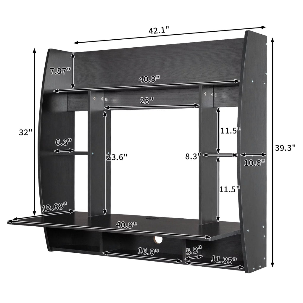 Floating Computer Desk with Storage Shelves L20486