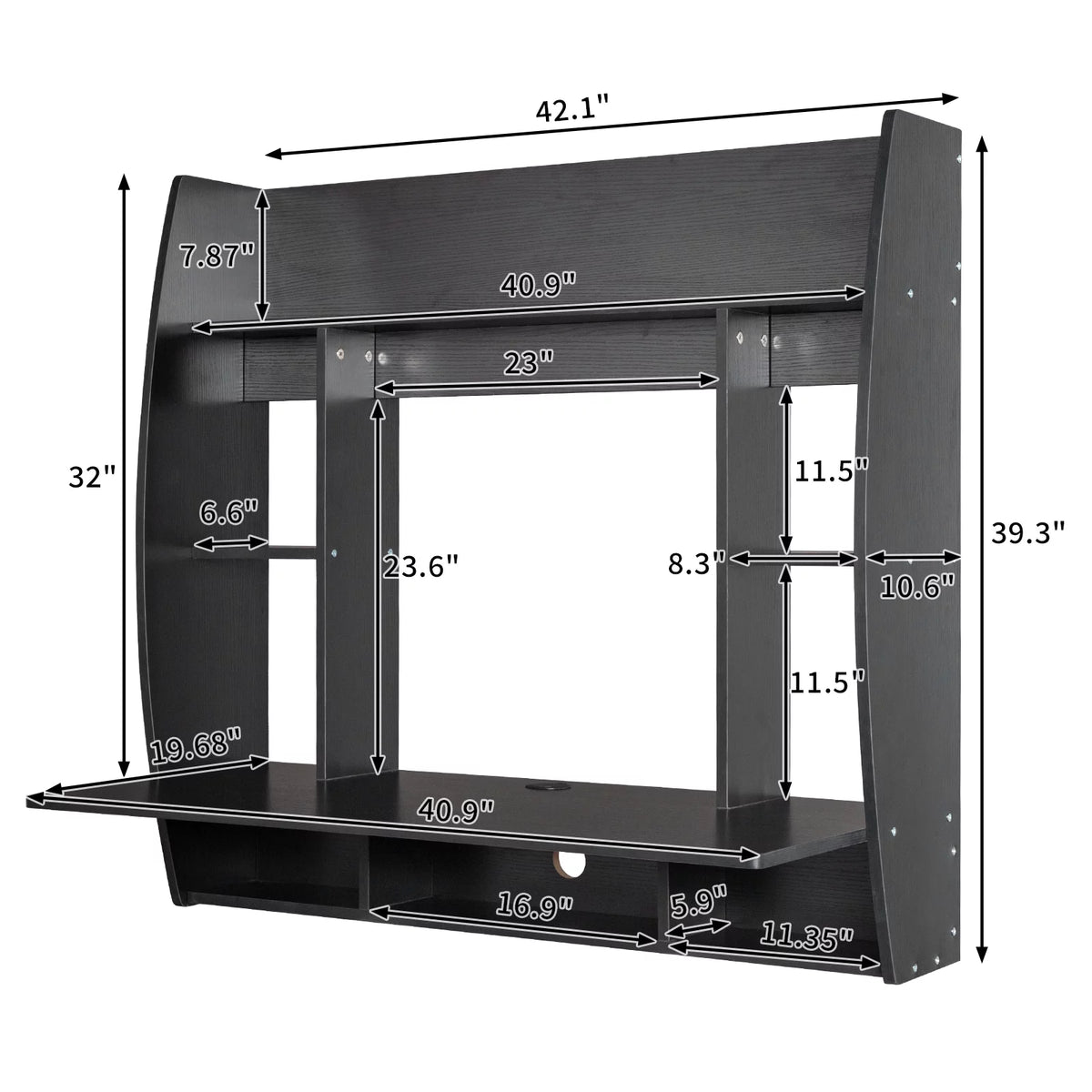 Floating Computer Desk with Storage Shelves L20486
