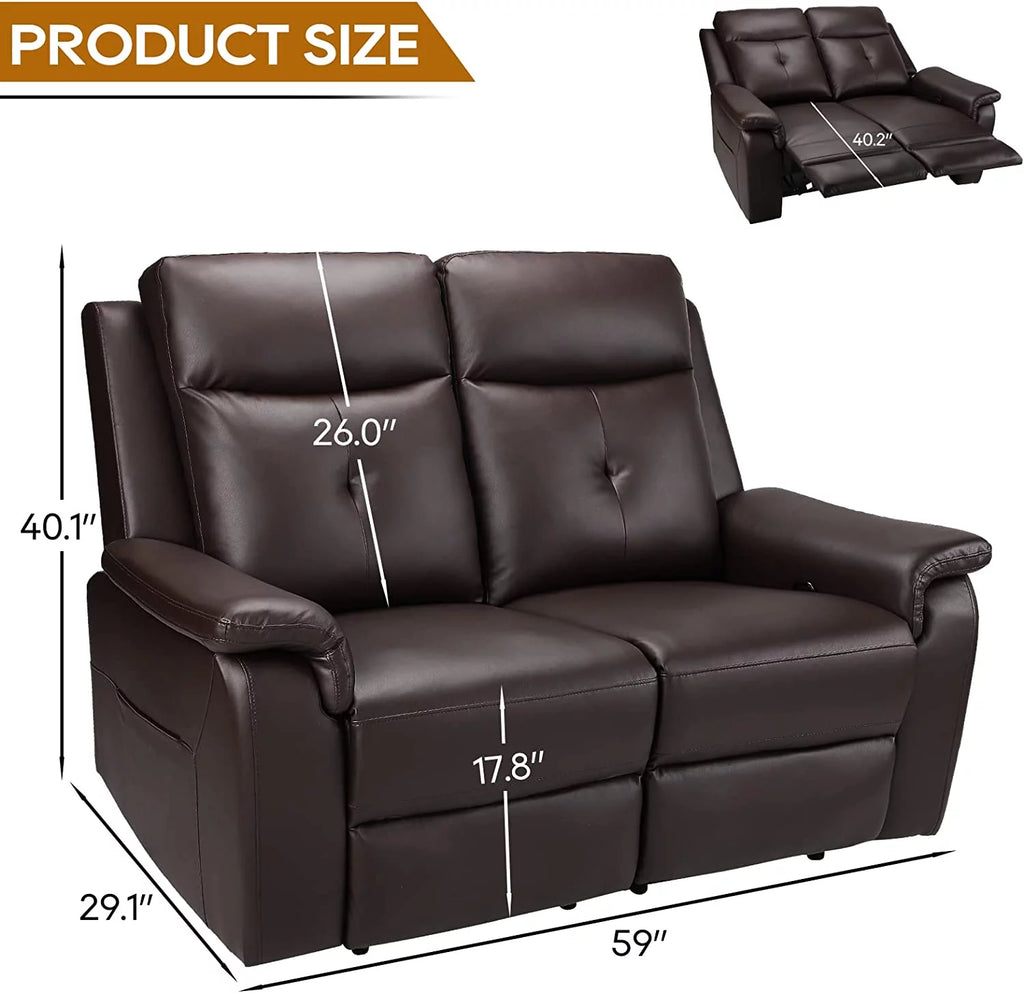 Brown PU Leather Reclining Sofa with Massage & Heating F971611