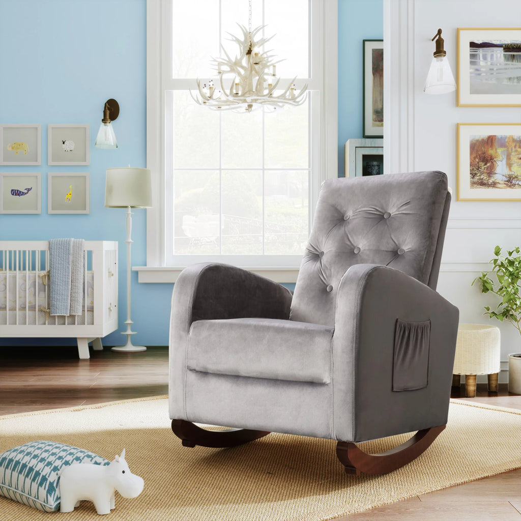 Mid-Century Modern Upholstered Rocking Armchair R31791