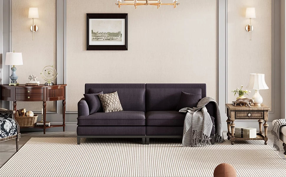 Gray Upholstered Sofa with Wooden Legs X958