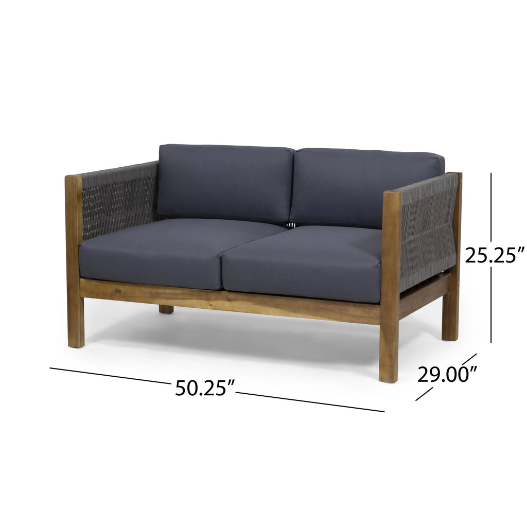 Teak and Gray Outdoor Loveseat Set P679536