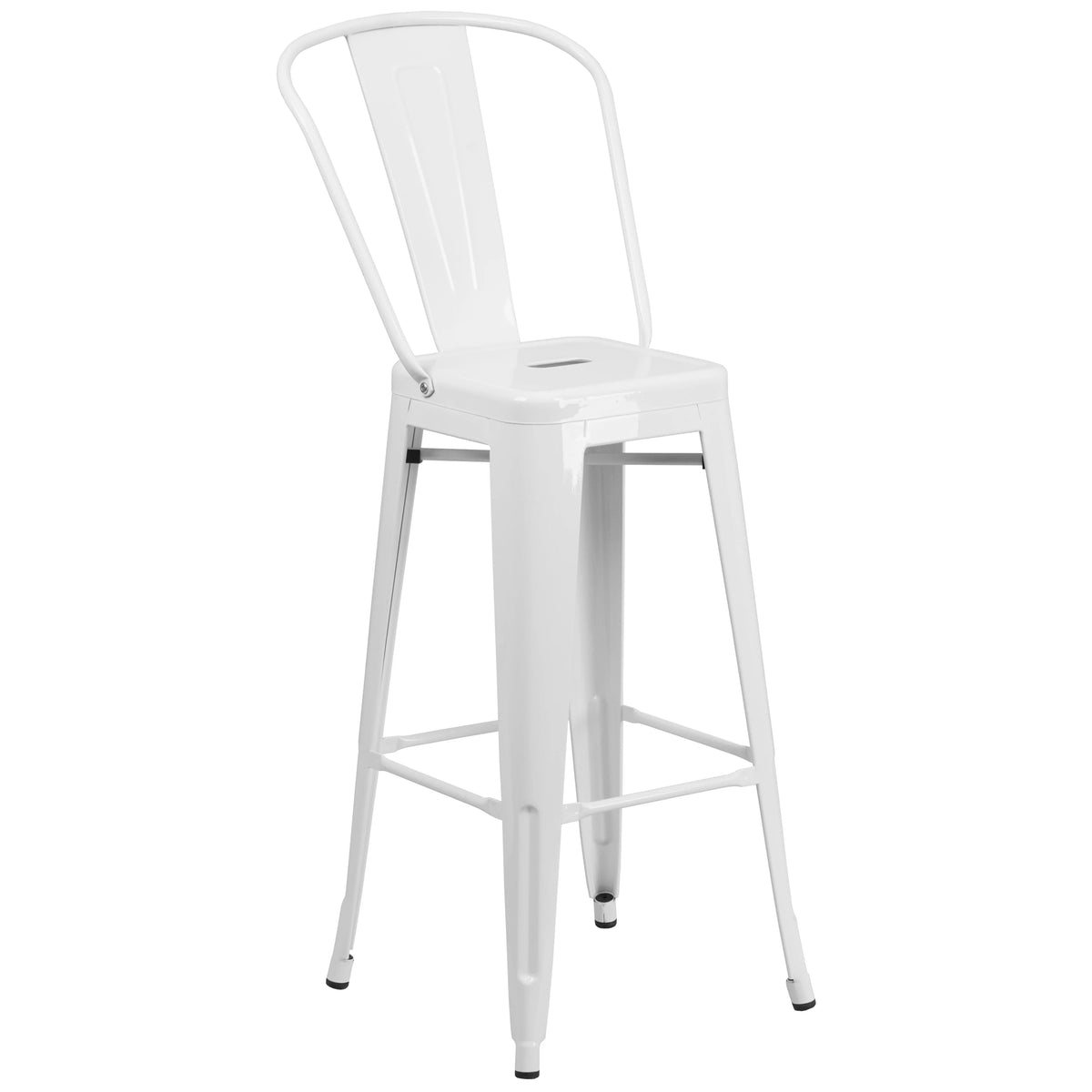 White Metal Barstool 4 Stools L920