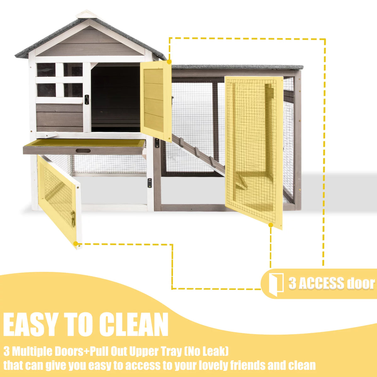 46.3" FirWood Rabbit Hutch with Pull Out Tray X73161
