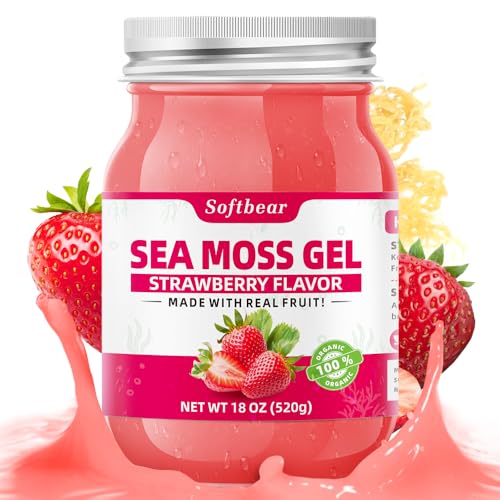 Strawberry Flavored Sea Moss Gel 18 OZ Organic Raw Vegan G140560