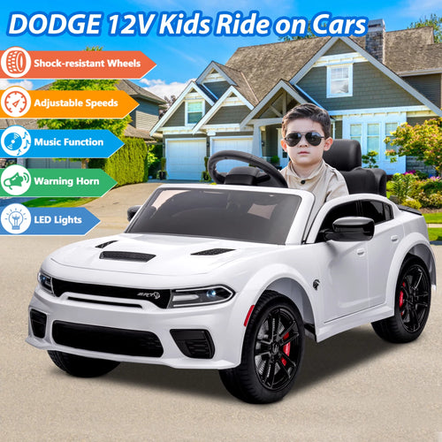 12V White Ride on Car with Remote Control J348336