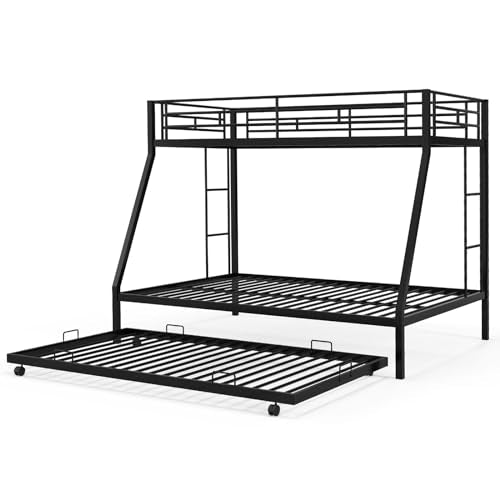 Twin Over Full Metal Bunk Bed with Trundle A172
