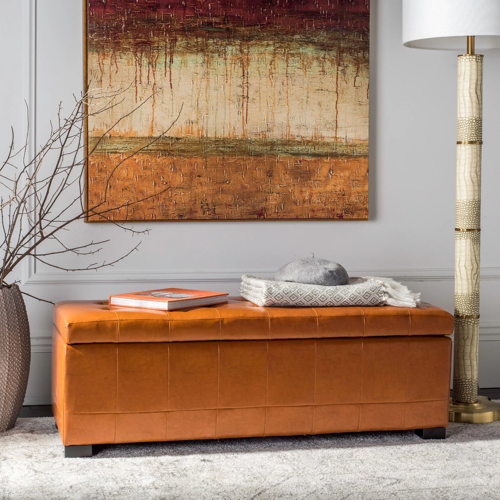 Large Rustic Tufted Storage Bench B918