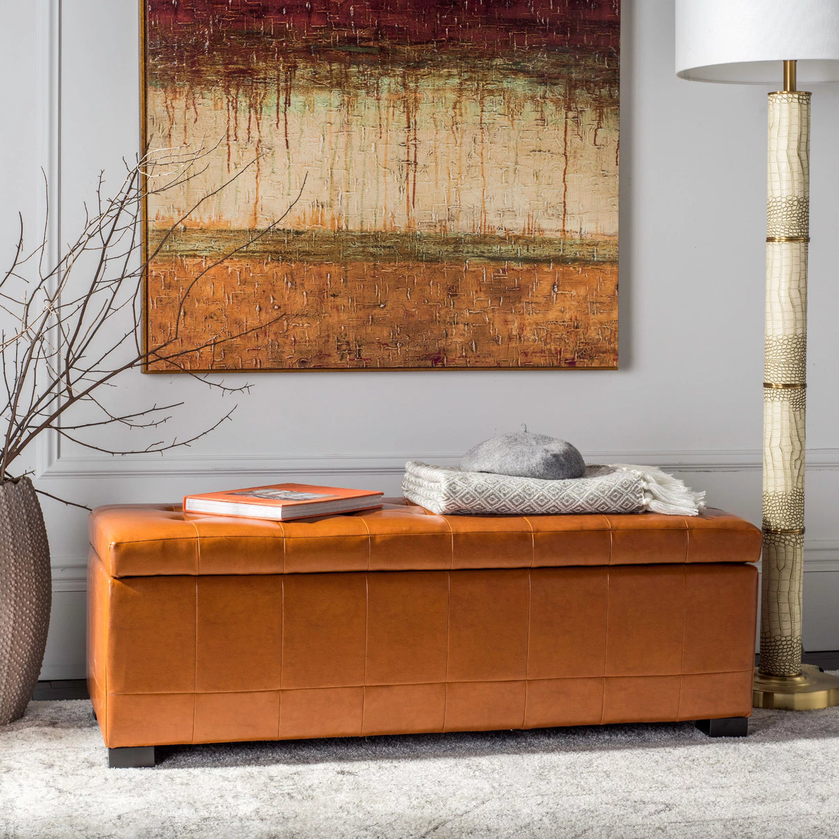 Large Rustic Tufted Storage Bench B918
