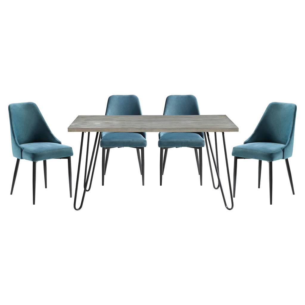 Rectangular Wooden Dining Table with 4 Velvet Chairs J5438