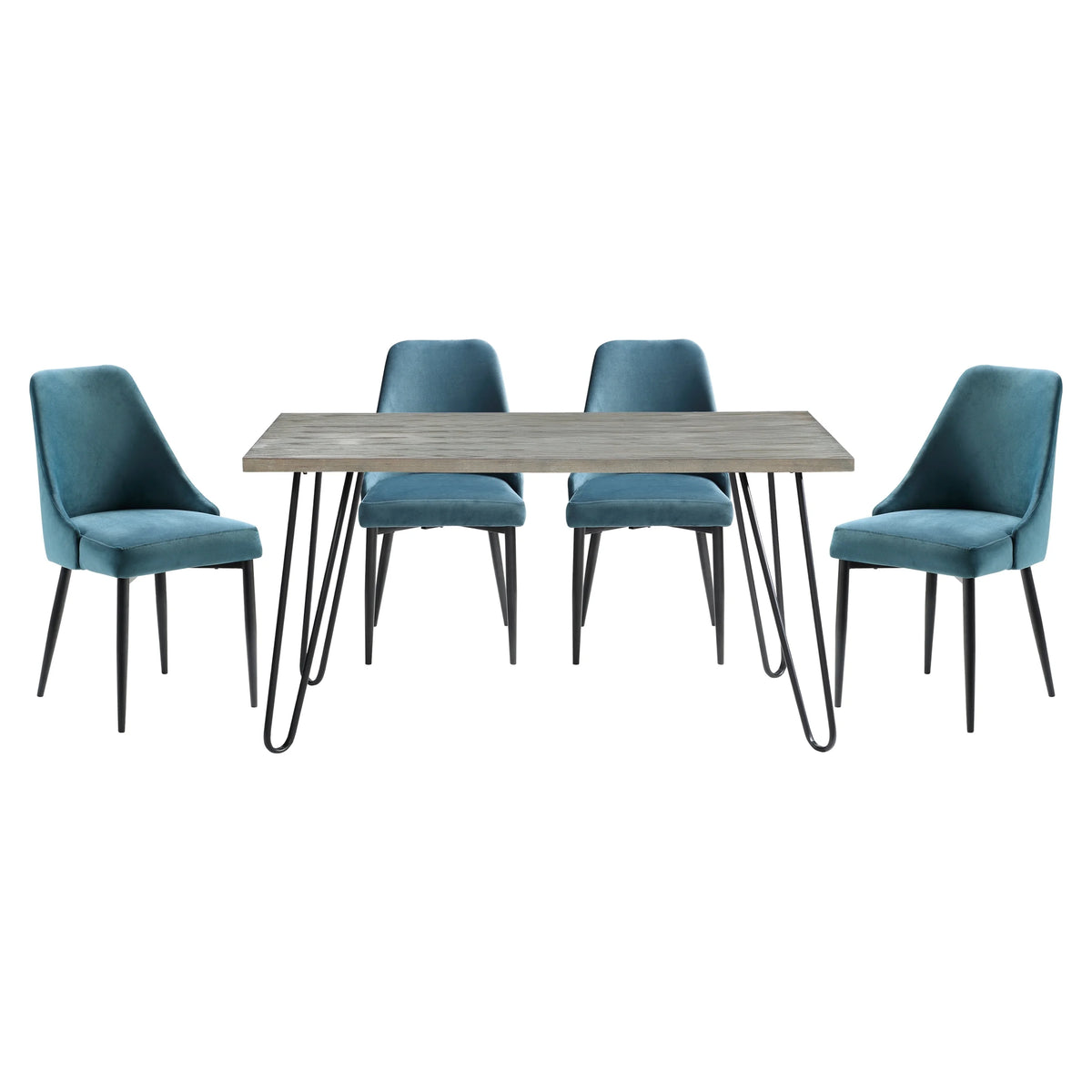 Rectangular Wooden Dining Table with 4 Velvet Chairs J5438