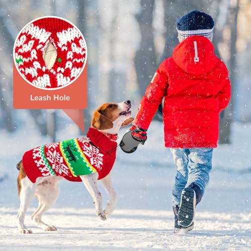 Grey Dog Christmas Sweater with Leash Hole M347