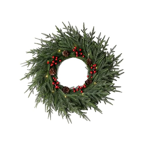 24" Artificial Christmas Wreath with LED Lights C656