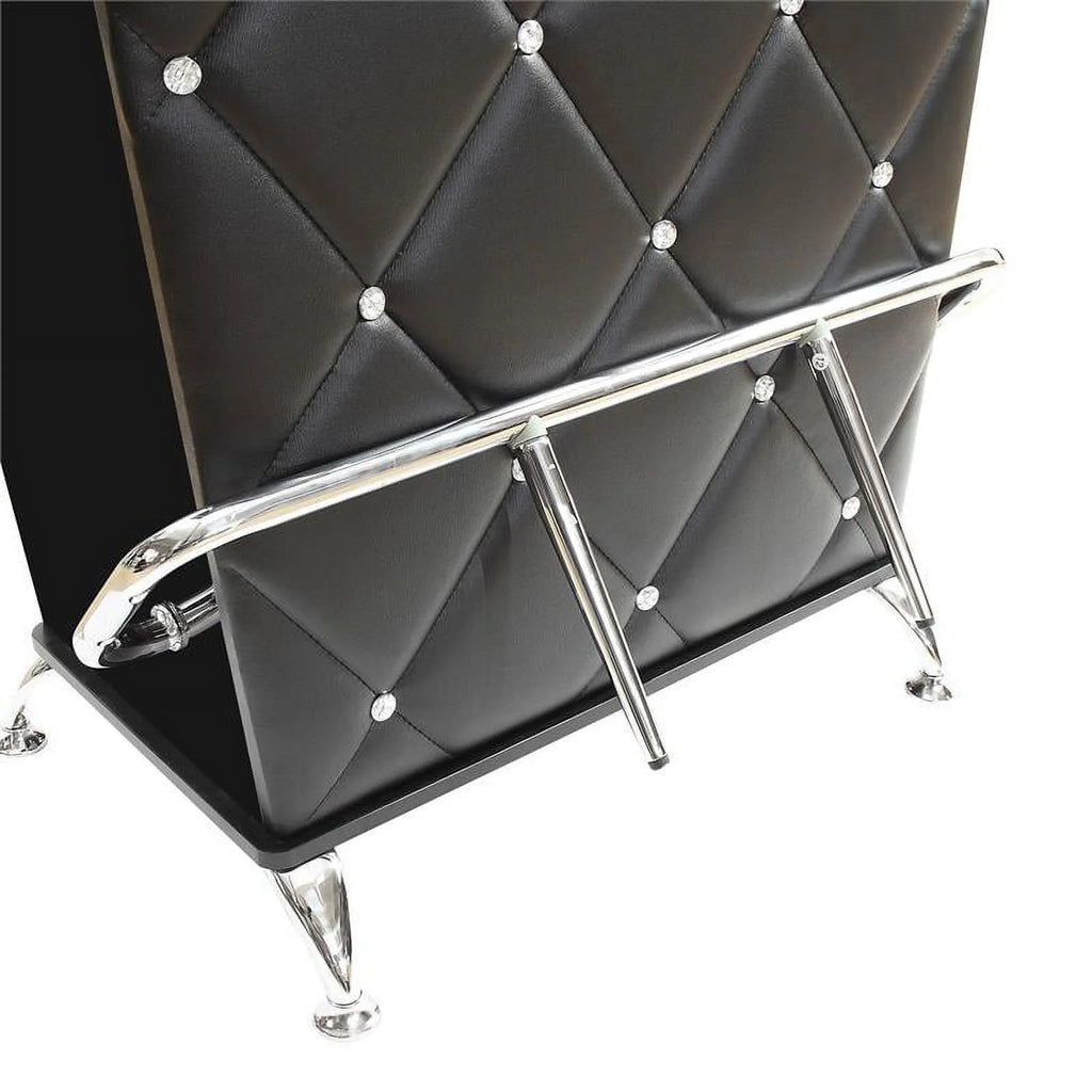 Black Faux Leather Tufted Bar Table T402702