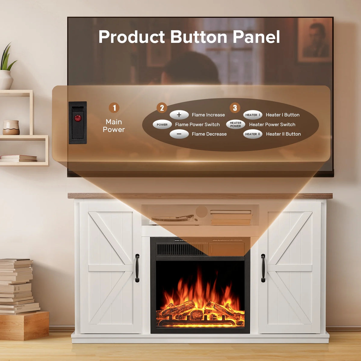 48'' Freestanding Electric Fireplace with Remote Control Y655816