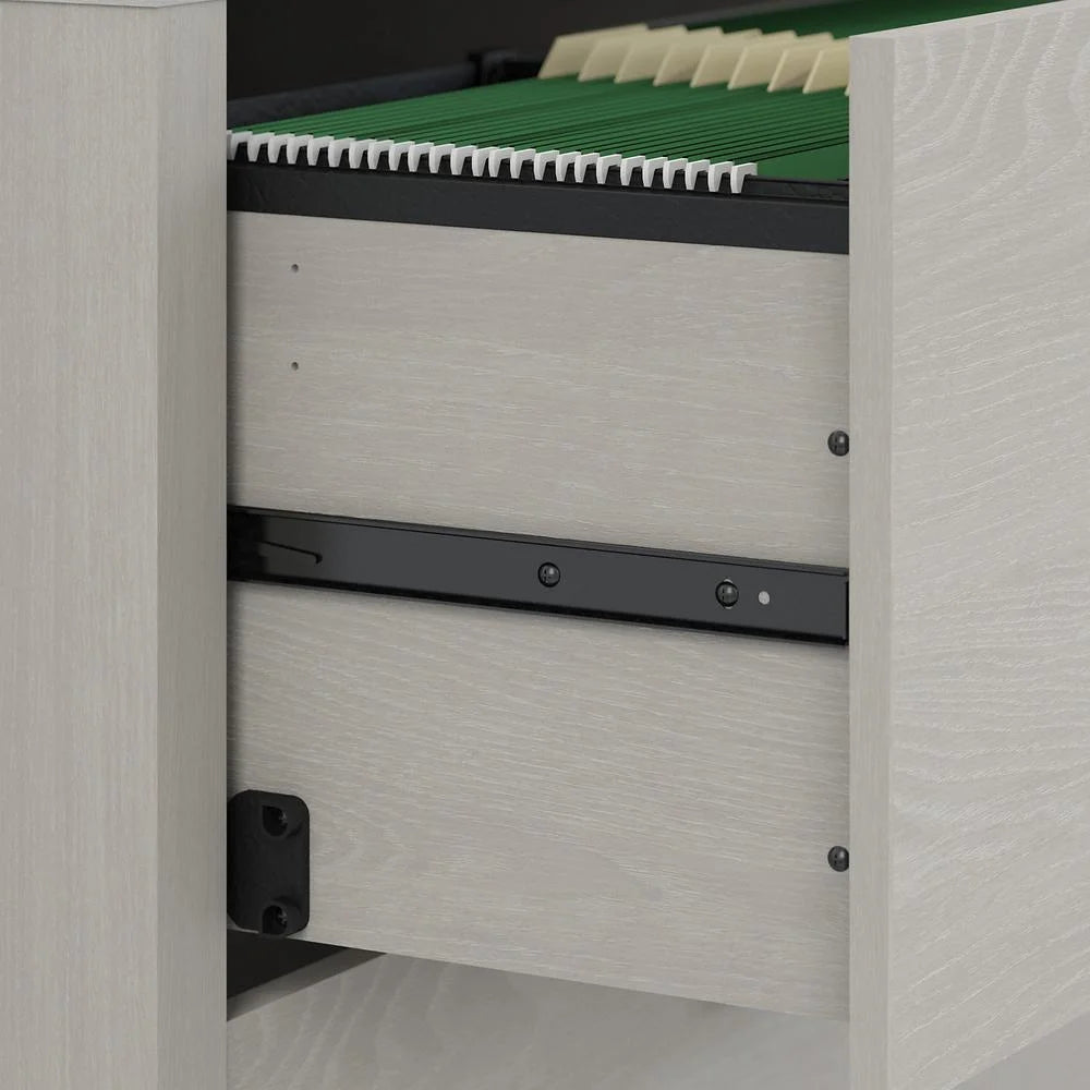 Gray Sand Desk and Credenza with Drawers E311122