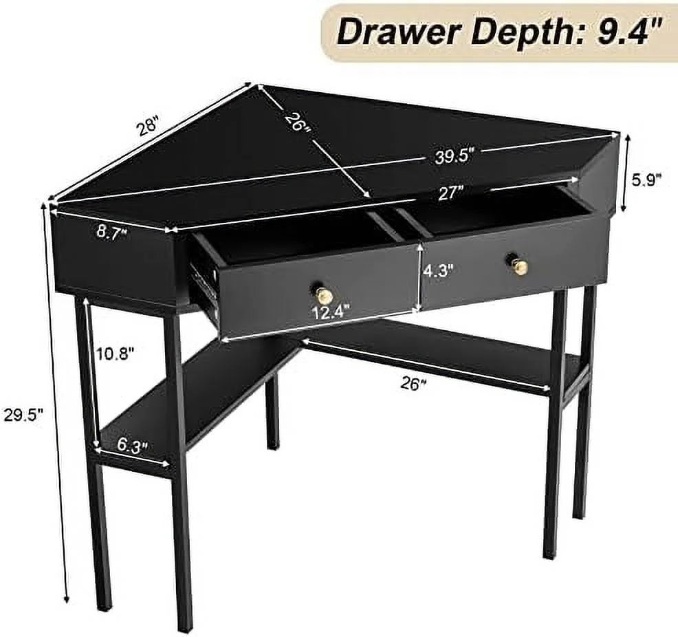 Corner Desk with 2 Drawers and Shelves N16353