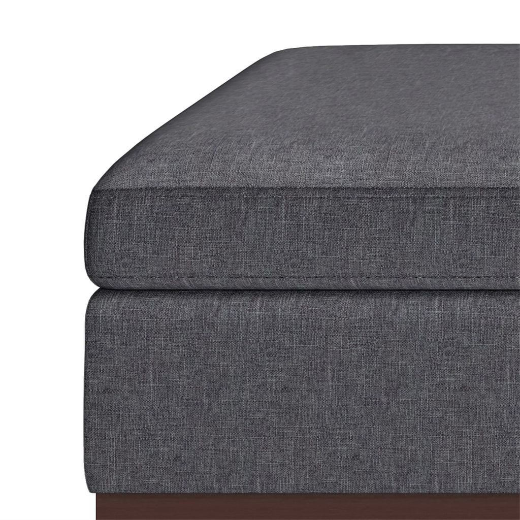 36" Square Storage Ottoman Slate Gray Linen Look Fabric S63271