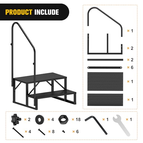 RV Steps with Handrail, 4 Steps Portable Anti-Slip B54565